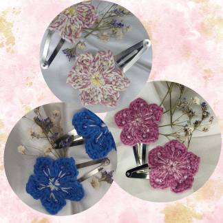 Barrettes clip - Myosotis perlée