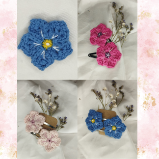 Barrettes clip Myosotis brodées